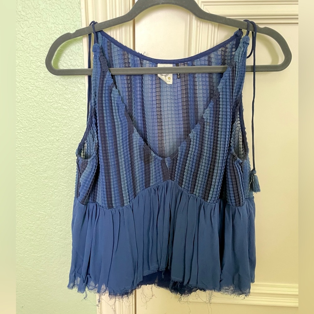 Anthropologie l Pleated Navy Blouse XS